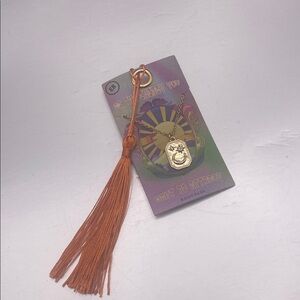 Earthbound Trading - Gold Pendant Necklace with Bookmark and Orange Tassel